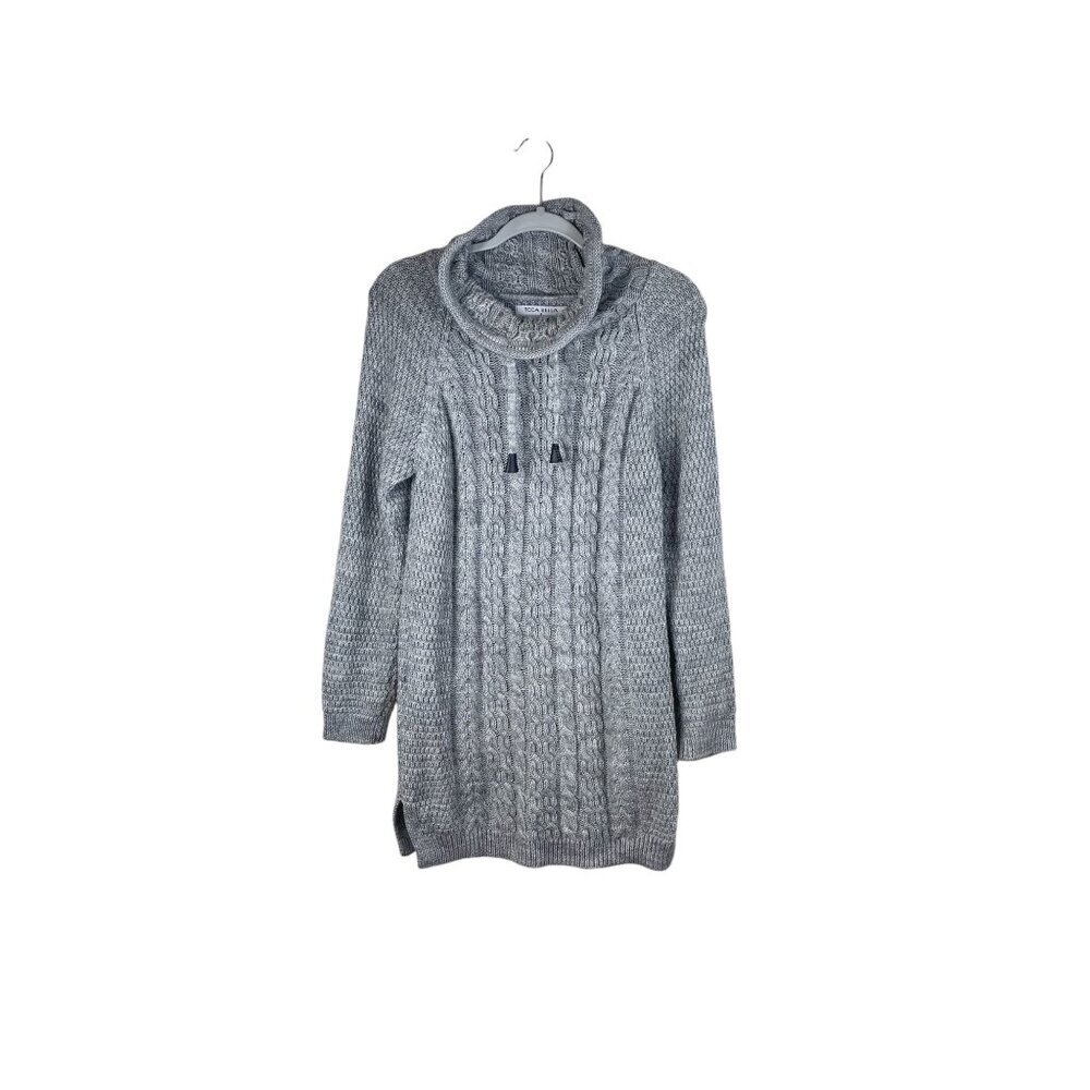 Toda Bella Long Line Cable Knit Sweater Grey S